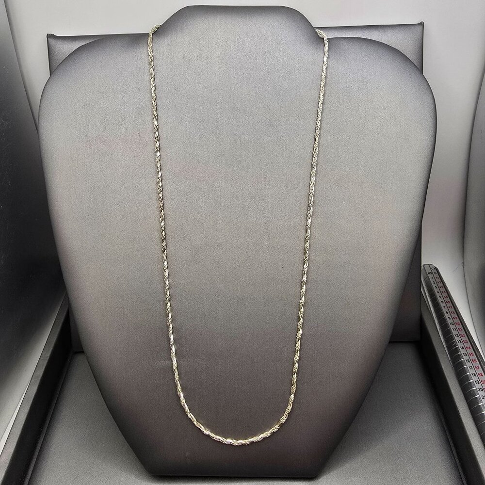 VTG Diamond Cut Rope Chain Necklace 20" 925 Italy Sterling Silver 2mm - Picture 2 of 9
